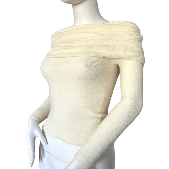Jacquemus Size S Ivory White Off the Shoulders Pullover Sweater - Picture 1 of 8